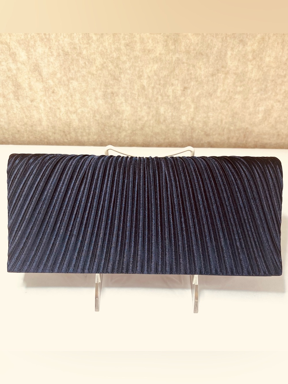 Purse Clutch Satin Navy Blue Formal Wedding Prom Cocktail Party Mother of Bride - Picture 3 of 7